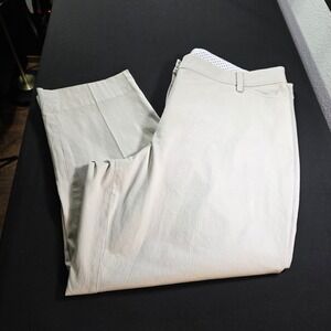 Talbots Perfect Crop Pant Curvy Size 18 Beige Khaki Stretch Cotton Trousers